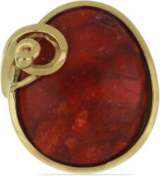  Arannyal Bevont Ezüst Gyűrű Vörös Szivacs Korallal, Y49269/54