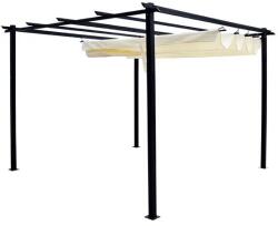  Acél kerti pergola 3x3x2, 4 m, vízálló, behúzható tető, antracit-bézs