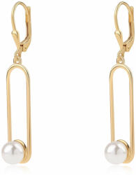  Arannyal Bevont Ezüst Fülbevaló Fehér Édesvízi Gyönggyel, ROS518