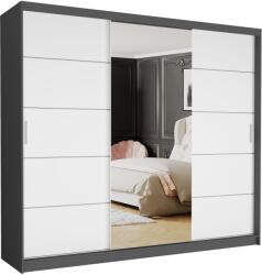  Gardróbszekrény Norvio I. 250x218x60 cm, antracit - fehér - pepita