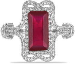  Ezüst Gyűrű - Madagaszkári Rubin és Fehér Topáz - 6.74 Karát