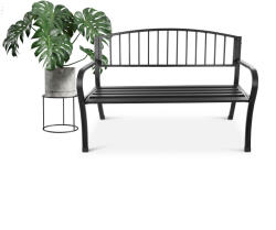  Fém Kerti Pad háttámlával - Fekete