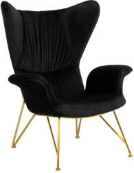  SHRIMP VELVET Bársony Fotel - Fekete - Arany Talp (KHM-KH1501100191)