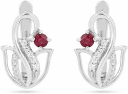  Elegáns Ezüst Fülbevaló Thai Rubinnal és Cirkónia Kövekkel