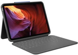 Logitech Husa cu tastatura Logitech Rugged Folio cu Smart Connector pentru iPad 10, US, Gri Oxford (920-011208) - forit