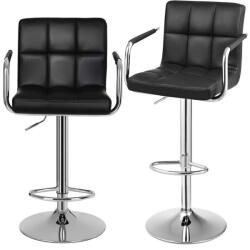 SONGMICS Állítható Magasságú Bárszék Szett Fekete PU Bőr Karfás