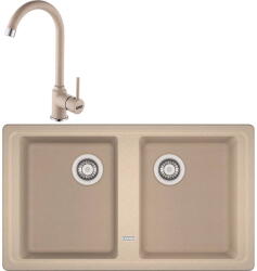 Franke Pachet chiuveta bucatarie Franke BFG 620, 86x50cm + Baterie Pola 1.0 Avena, rotatie pipa 360 grade, racorduri flexibile inox, discuri ceramice, include ventil de 3 1/2, cleme de fixare, sifon (1140633 Chiuveta