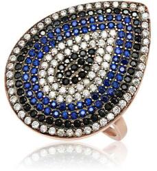  Ezüst Csepp Medál Gyűrű - Színes Köves - Állítható