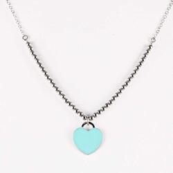 Ezüst Szív Medál Nyaklánc - Türkizkék - Állítható Hossz