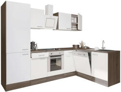 Leziter Yorki 280 sarok konyhablokk yorki tölgy korpusz, selyemfényű fehér front alsó sütős elemmel polcos szekrénnyel (LS280YFH-SUT-PSZ)