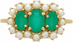  9K Arany Gyűrű Brazil Smaragddal és Édesvízi Gyöngyökkel
