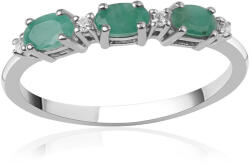  Ezüst Gyűrű Brazil Smaragddal és Fehér Topázzal - 0.9 Karát