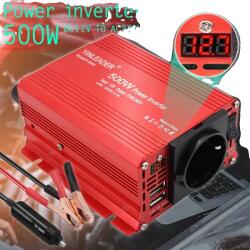  500W teljesítményű inverter, 12 V - 220 V -os átalakítás, USB kimenet, 12V220V 500W EU