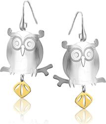  Toscana Ezüst Bagoly Fülbevaló - Sárga Arannyal