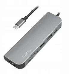 LogiLink UA0343 Logilink Multifunkciós hub Usb-c , Hdmi, Pd, kártyaolvasó (UA0343)