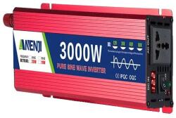  Tápinverter, tiszta szinuszos kimenet, univerzális aljzattal való kompatibilitás, 3000 W 12V