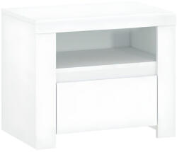 TEMPO KONDELA Éjjeliszekrény 1S, fehér fényes, LINDY - pepita