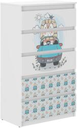  Ifjúsági 5 fiókos Komód - Oroszlán - fehér-kék