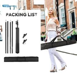  Könnyű 1, 5x2m háttérkészlet, tartós poliészter képernyő, alumínium állvány, fehér háttérkészlet