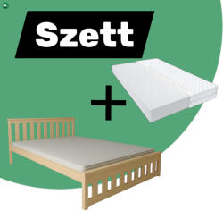 Komforttéka Ada fenyő ágykeret 90+Max matrac 90 - pepita