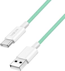 LogiLink USB 2.0 Tip-C cablu, C/M - A/M, 480 Mbps, 60W, nylon, verde, 0.5 m