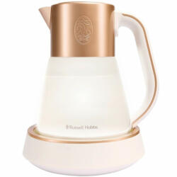 Russell Hobbs Calm Kettle 27450-70 elektromos vízforraló, 2400W, 1, 7 l, 40-100°C, csendes forralás, érintőgombok, hangjelzések, 6 változó szín, védelem, BPA- és PFAS-mentes, fehér/arany