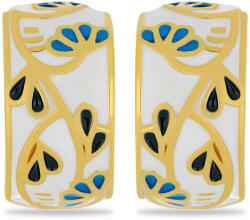 Elegáns Tűzzománc Fülbevaló - Aranyozott Ezüst - 19.85x10.80 mm