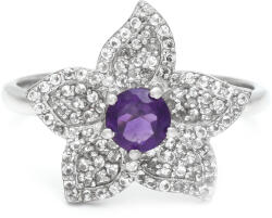  Ezüst Gyűrű Marokkói Ametiszttel és Fehér Topázzal, XMP123/57