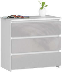 AKORD Modern Éjjeliszekrény - 3 Fiók - Fehér/Metál Szürke - 60cm (OP0LCL-POLMET)