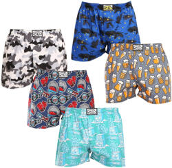 Styx 5PACK férfi bő szárú boxeralsók Styx art klasszikus gumipánt többszínű (5A1377679) L