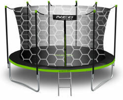 Neo-Sport Neo-Sport belső hálós Trambulin létrával 404cm - Zöld, Fekete