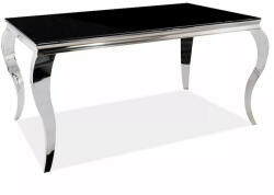 SIGNAL MEBLE Prince Luxus Edzett Üveg Étkezőasztal Fekete Króm Barokk Lábakkal (PRINCECZCH150)