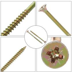  Acél Facsavar - Süllyesztett Fej - M6x160 mm - Sárga Horganyzott