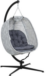 Yatdim GmbH Outsunny tojás alakú függőszék kültéri, összecsukható függő hinta kerettel, ülőpárnák, függőágy 1 fő részére, hintaszék beltéri kültéri, terasz, kert, szürke (DY-P307820)