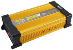 Inverter KS2000, 12V, 2000W, módosított szinuszhullámmal, 220V-os csatlakozóval, LED-es kijelzővel, arany színű