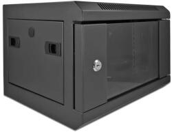 Delock 10 hálózati szekrény üvegajtóval 4U fekete (43379) - pepita