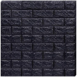 Macvi 200 darabos készlet Öntapadós 3D tapéta 3D, kívülről puha hab, modern design, bármilyen térbe illeszkedik, vízálló, méret 70x77, Macvi®, Tégla minta fekete