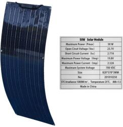  50W rugalmas napelemes panel, nagy hatékonyságú, vízálló kialakítás, 19, 8 V 50W