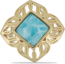  Arannyal Bevont Ezüst Gyűrű Larimarral, Y53894/57