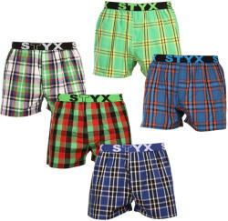 Styx 5PACK férfi bő szárú boxeralsók Styx sportos gumipánt többszínű (5B0888001) M