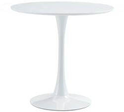 TEMPO KONDELA Étkezőasztal, kerek, fehér, matt, átmérő 80 cm, REVENTON NEW - pepita