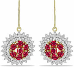  Arannyal Bevont Ezüst Fülbevaló Madagaszkári Rubinnal és Fehér Topázzal, Y57725