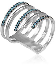  Ezüst Mozaik Gyűrű - Türkiz Cirkónia - 53-as méret