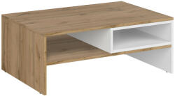 TEMPO KONDELA Dohányzóasztal 90, fehér/wotan tölgy, VILGO - pepita