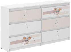  Ifjúsági 6 fiókos Komód 140cm - Maci - fehér-bézs