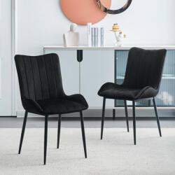 Clipop Fekete Bársony Étkezőszék Szett 2db