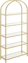 VASAGLE Könyvespolc 5 szintes VASAGLE, 183, 5x30, 2x83 cm, fém/üveg, arany