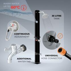  Kerti szolár zuhany 35 literes tartály - fekete -szürke színben (SLDS35SSB)
