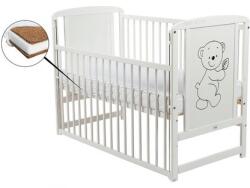 BabyNeeds Baby Needs - Patut din lemn Timmy Ursulet cu laterala culisanta + saltea 10 cm (BOTIM10CM03AL)