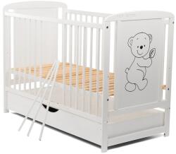 BabyNeeds - Patut din lemn Timmi 120x60 cm cu sertar Alb (BOTIM02AL)